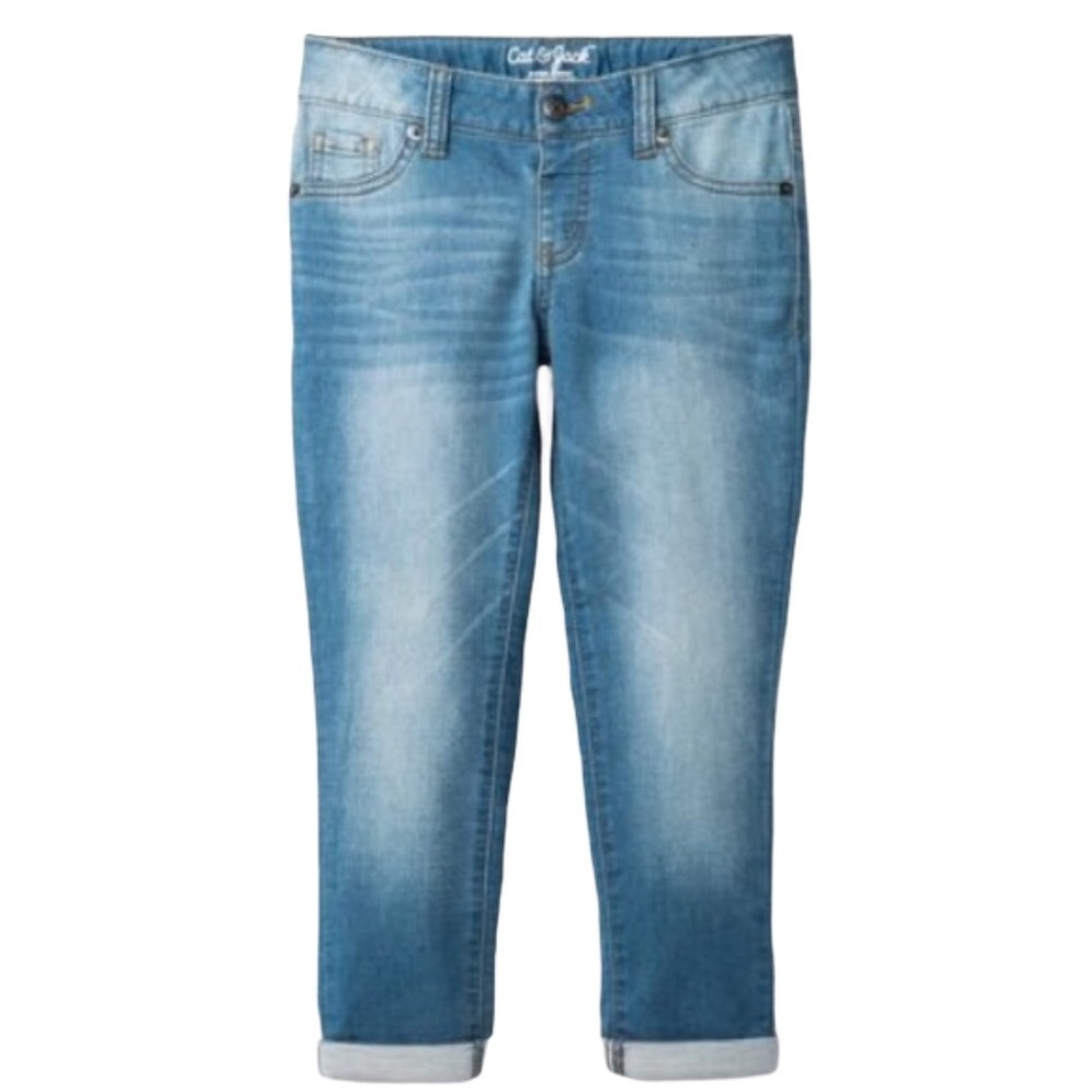 CAT & JACK Super Skinny Crop Jeggings Jeans With Pockets Denim Blue Girl Age 16Y